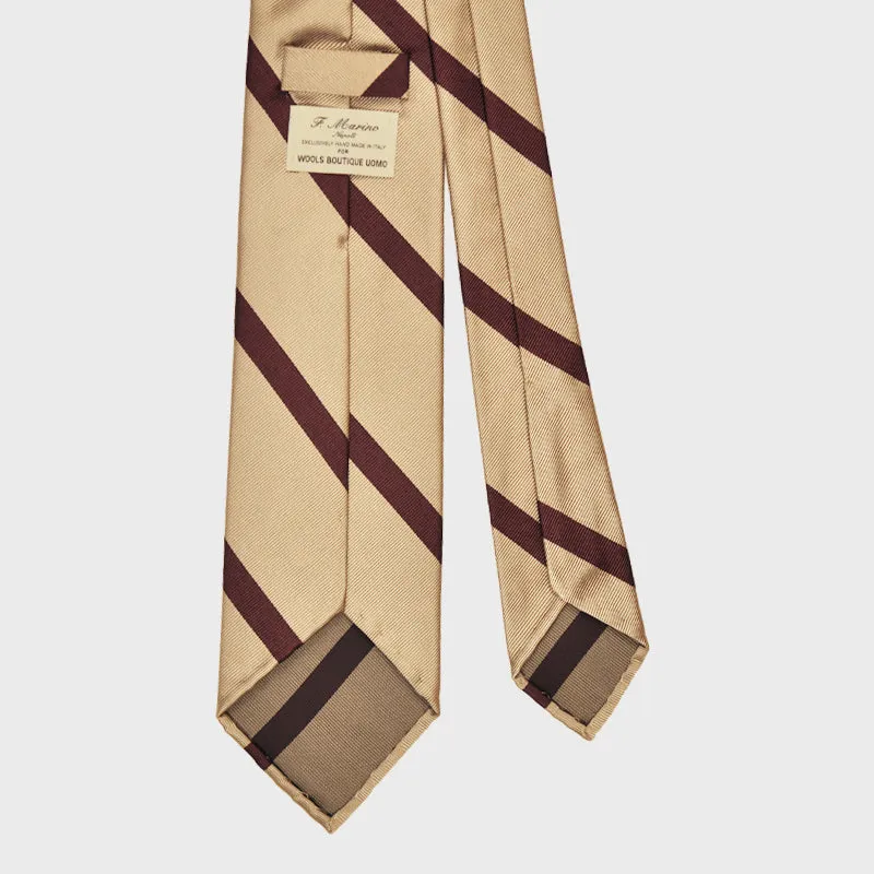 F.Marino Handmade Tie 3-Fold Regimental Jacquard Silk | Block Bordò