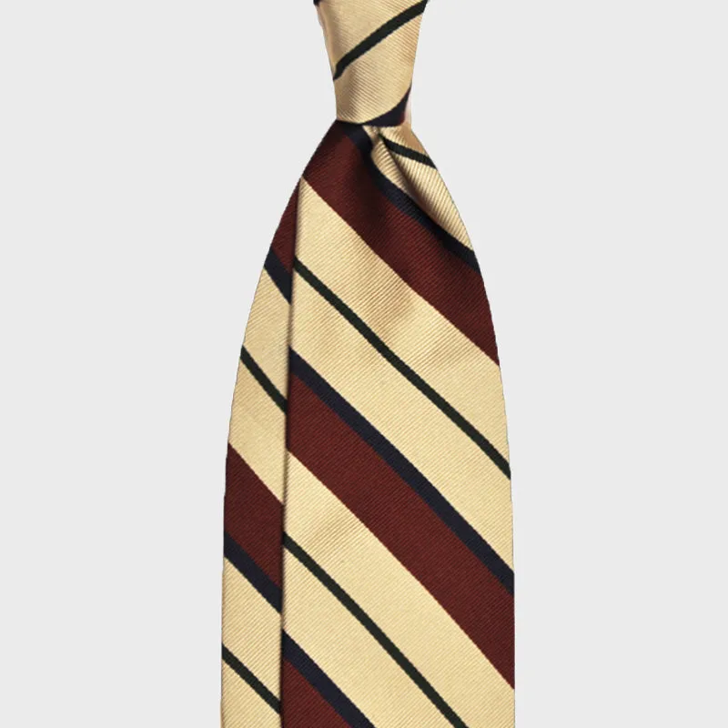 F.Marino Handmade Tie 3-Fold Regimental Jacquard Silk | Bordò