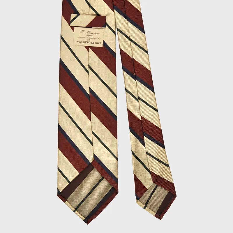 F.Marino Handmade Tie 3-Fold Regimental Jacquard Silk | Bordò