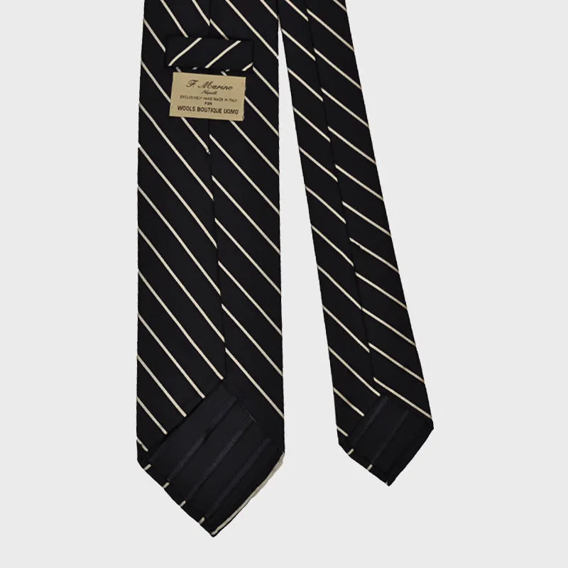 F.Marino Handmade Tie 3-Fold Regimental Jacquard Silk | Pinstripe