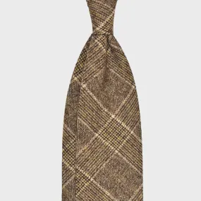 F.Marino Handmade Wool Tie 3-Fold Prince of Wales Brown