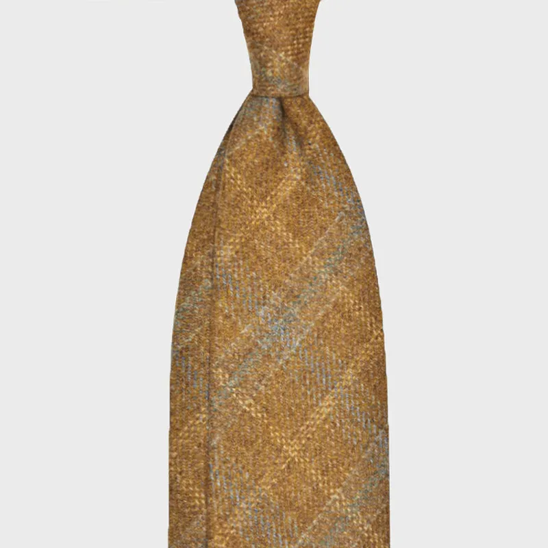 F.Marino Handmade Wool Tie 3-Fold Prince of Wales Mustard