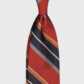 F.Marino Regimental Jacquard Silk Tie 3 Folds Red