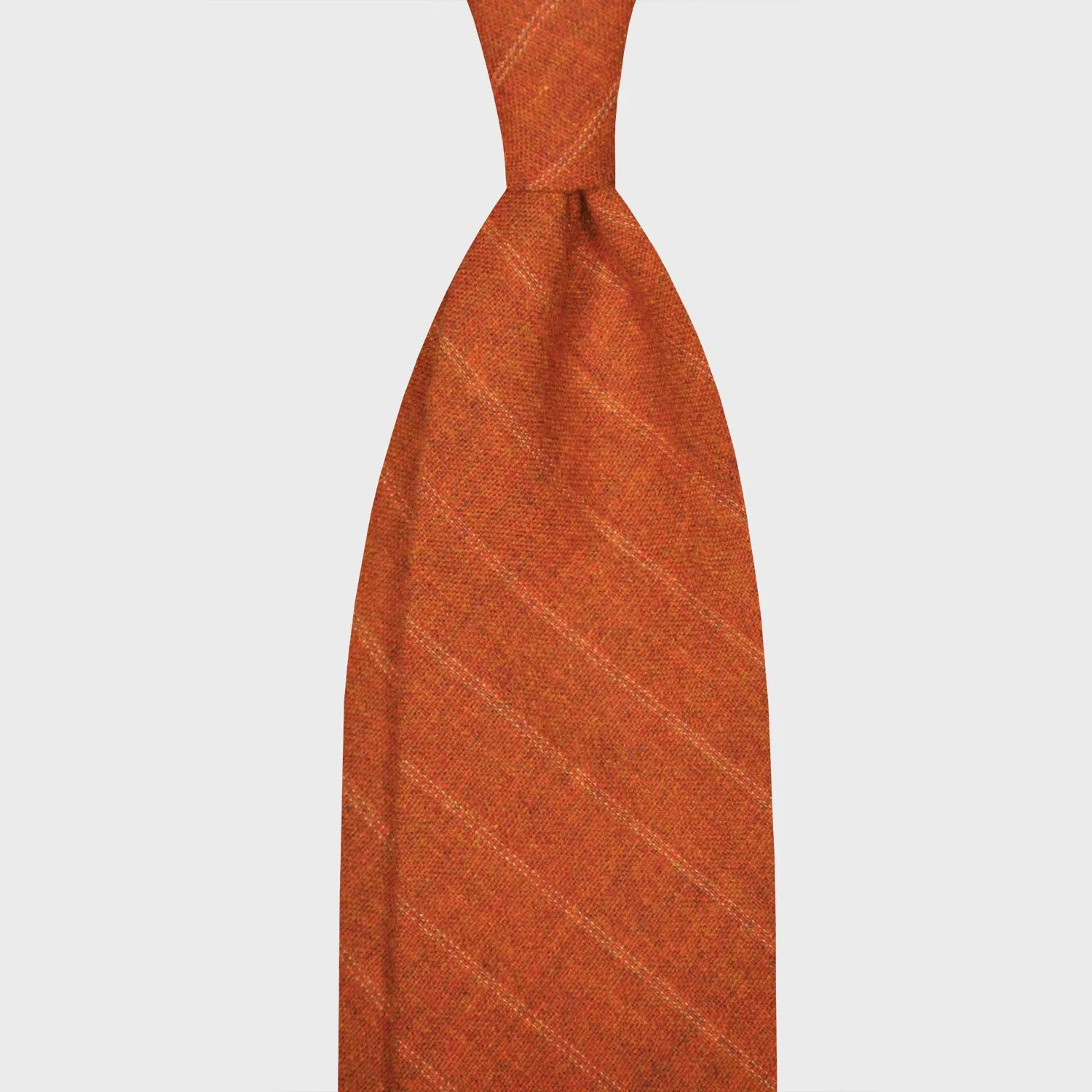 F.Marino Regimental Wool Tie 3 Folds Dark Orange