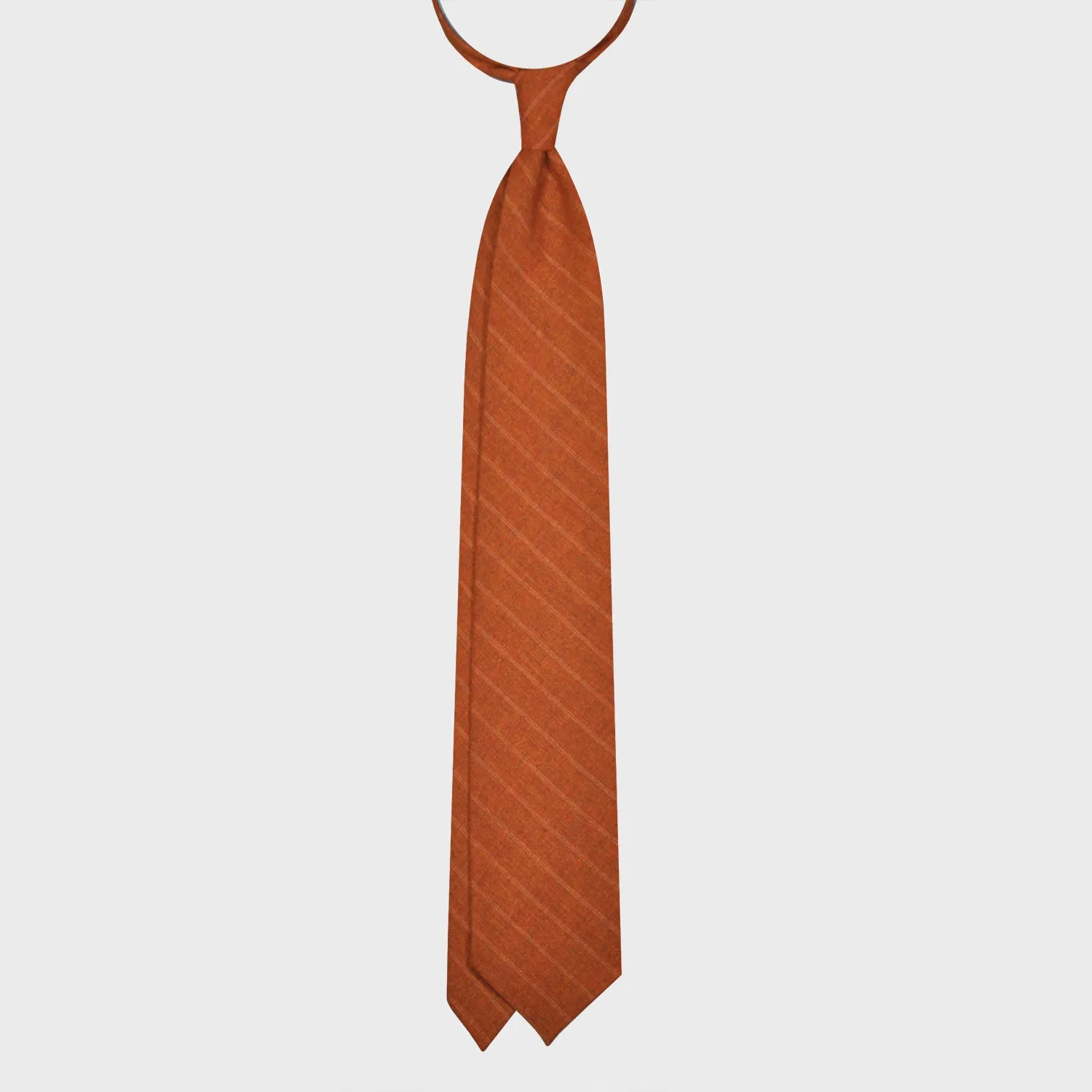 F.Marino Regimental Wool Tie 3 Folds Dark Orange