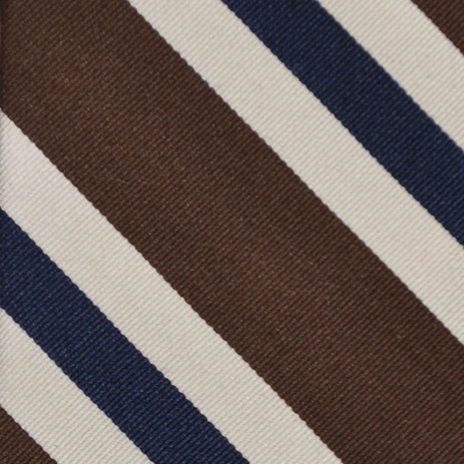 F.Marino Silk Cotton Tie 3 Folds Regimental Coffee