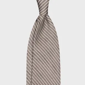 F.Marino Stripes Shantung Silk Tie 3 Folds Taupe