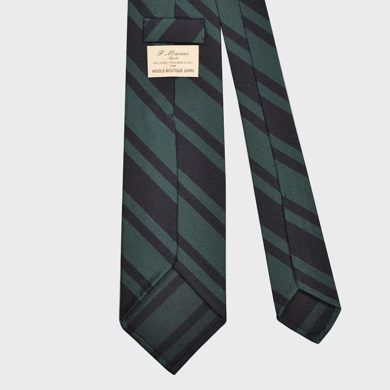 F.Marino Unlined Regimental Wool Tie Green