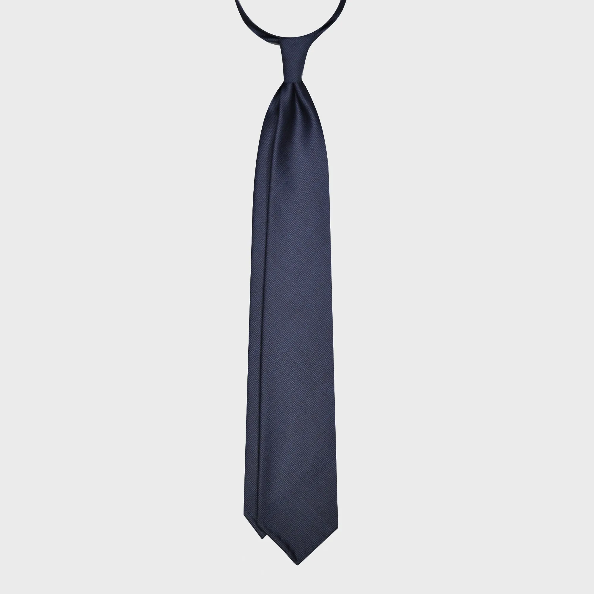 F.Marino Wool Tie 3 Folds Canvas Pattern Blue