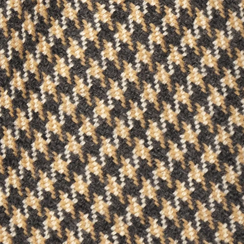 F.Marino Wool Tie 3 Folds Pied de Poule Brown Ivory