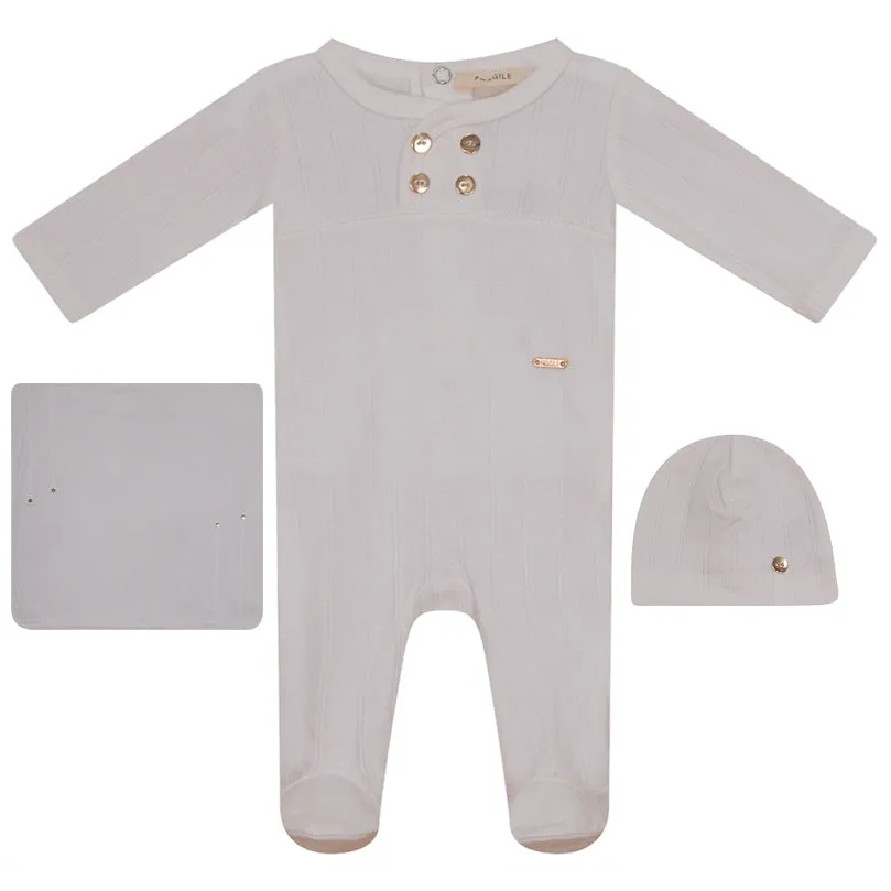 Fragile White Gold Button layette