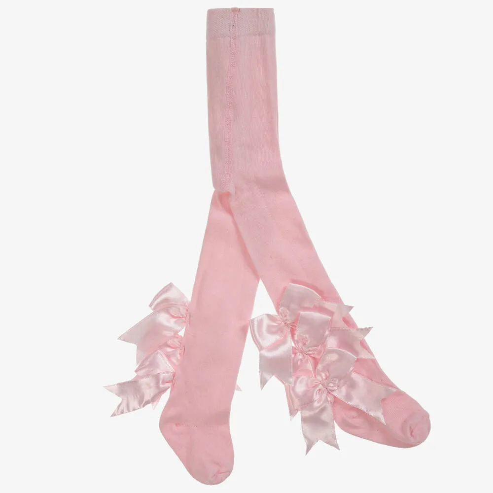 Girls Pink Cotton Tights