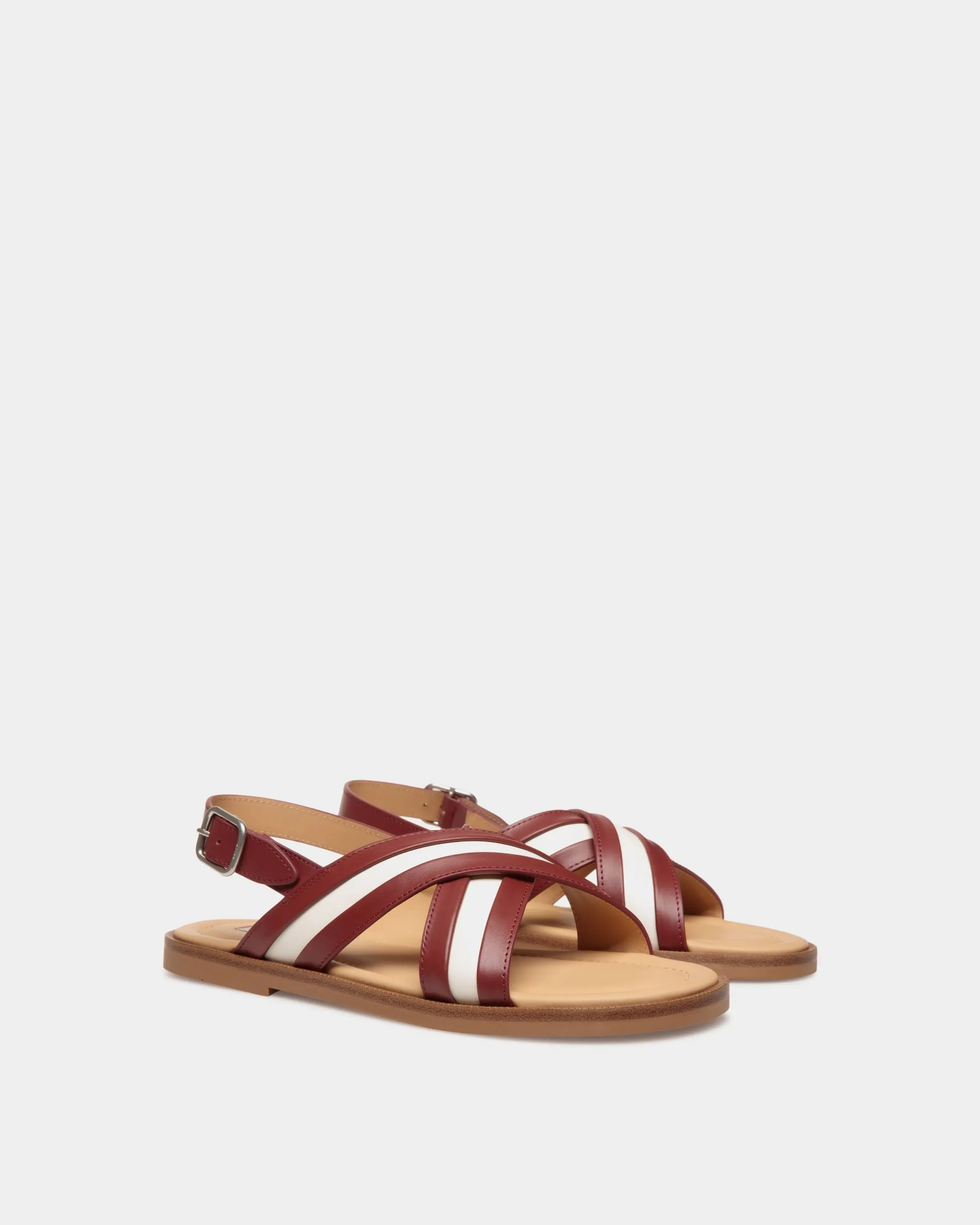 Glide Sandal In Red and White Leather 