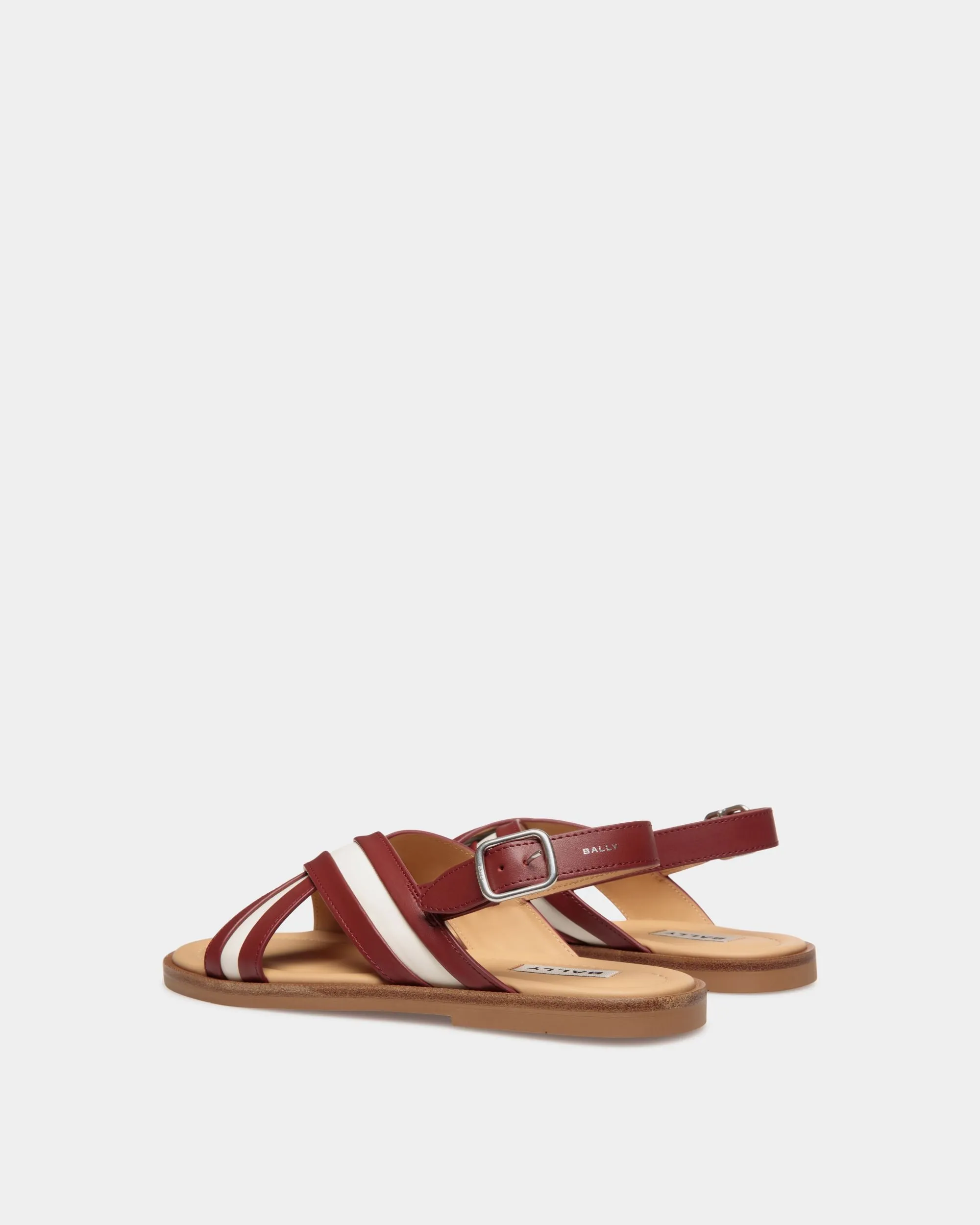 Glide Sandal In Red and White Leather 