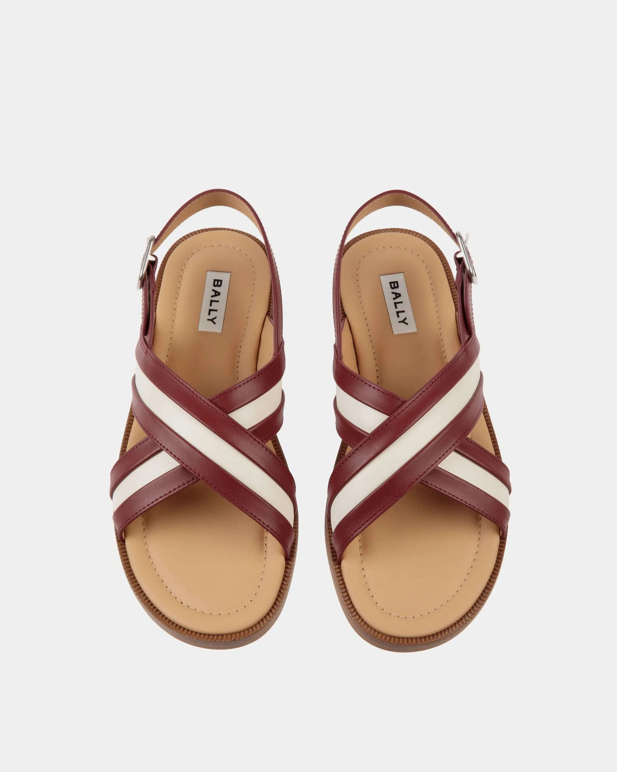 Glide Sandal In Red and White Leather 