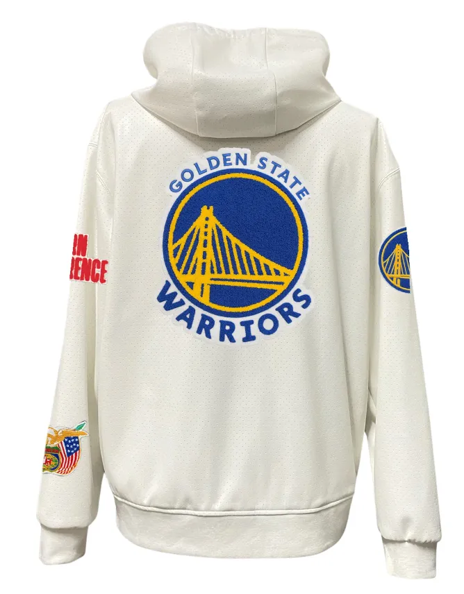 GOLDEN STATE WARRIORS CLIPPERS LIGHTWEIGHT VEGAN ZIP-UP HOODED JACKET WHITE