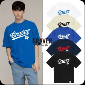 GRAVER  |[GRAVER]★BASEBALL LOGO FLOWER SMILE SHORT SLEEVE TEE