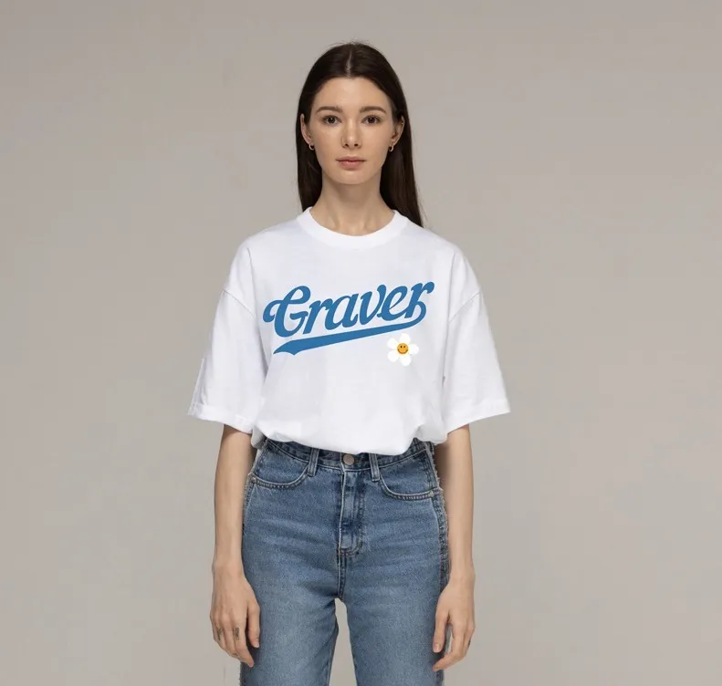 GRAVER  |[GRAVER]★BASEBALL LOGO FLOWER SMILE SHORT SLEEVE TEE