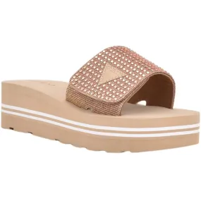 Guess Womens Abet Rhinestone Slip On Slide Sandals