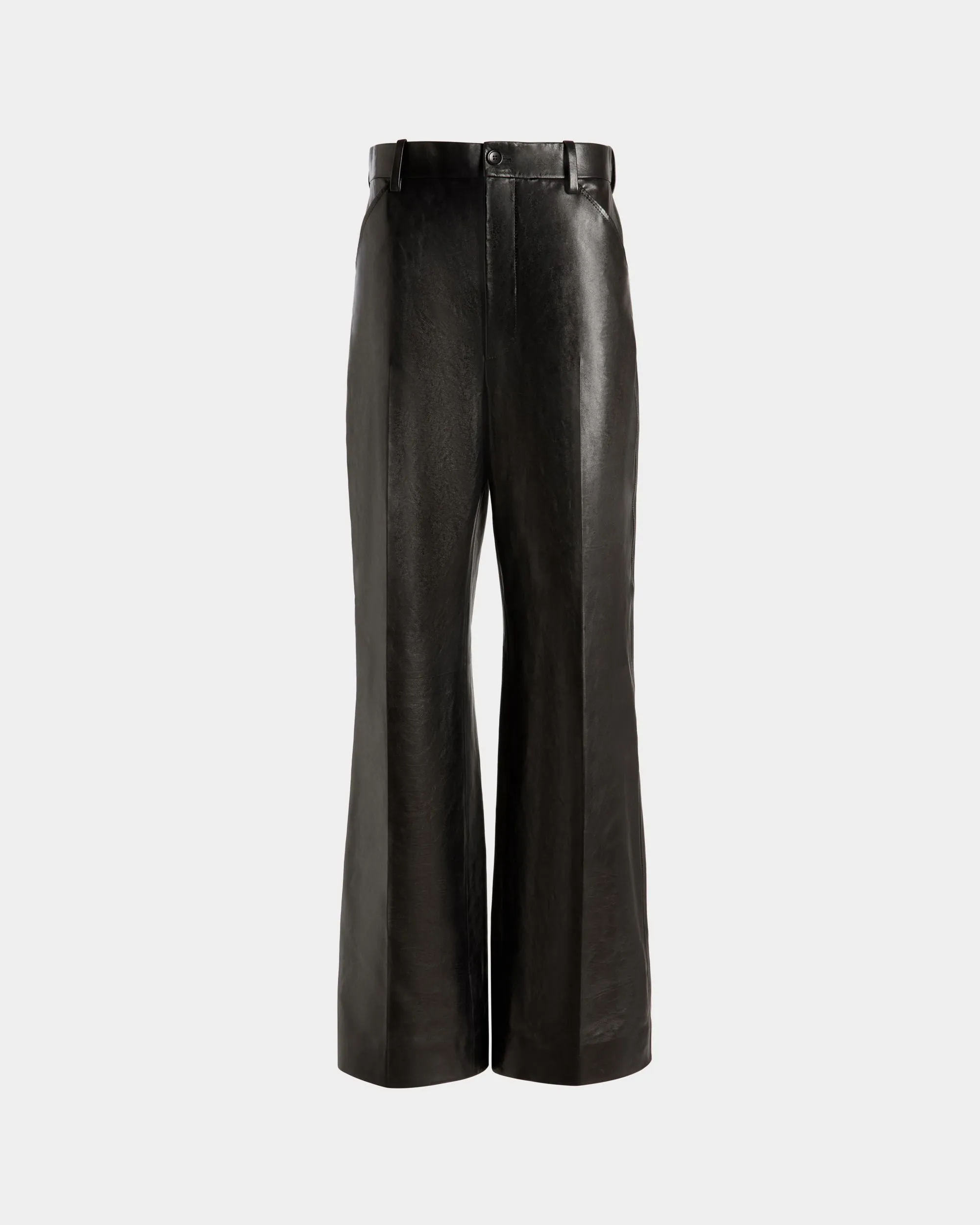 High Waist Pants In Black Leather 