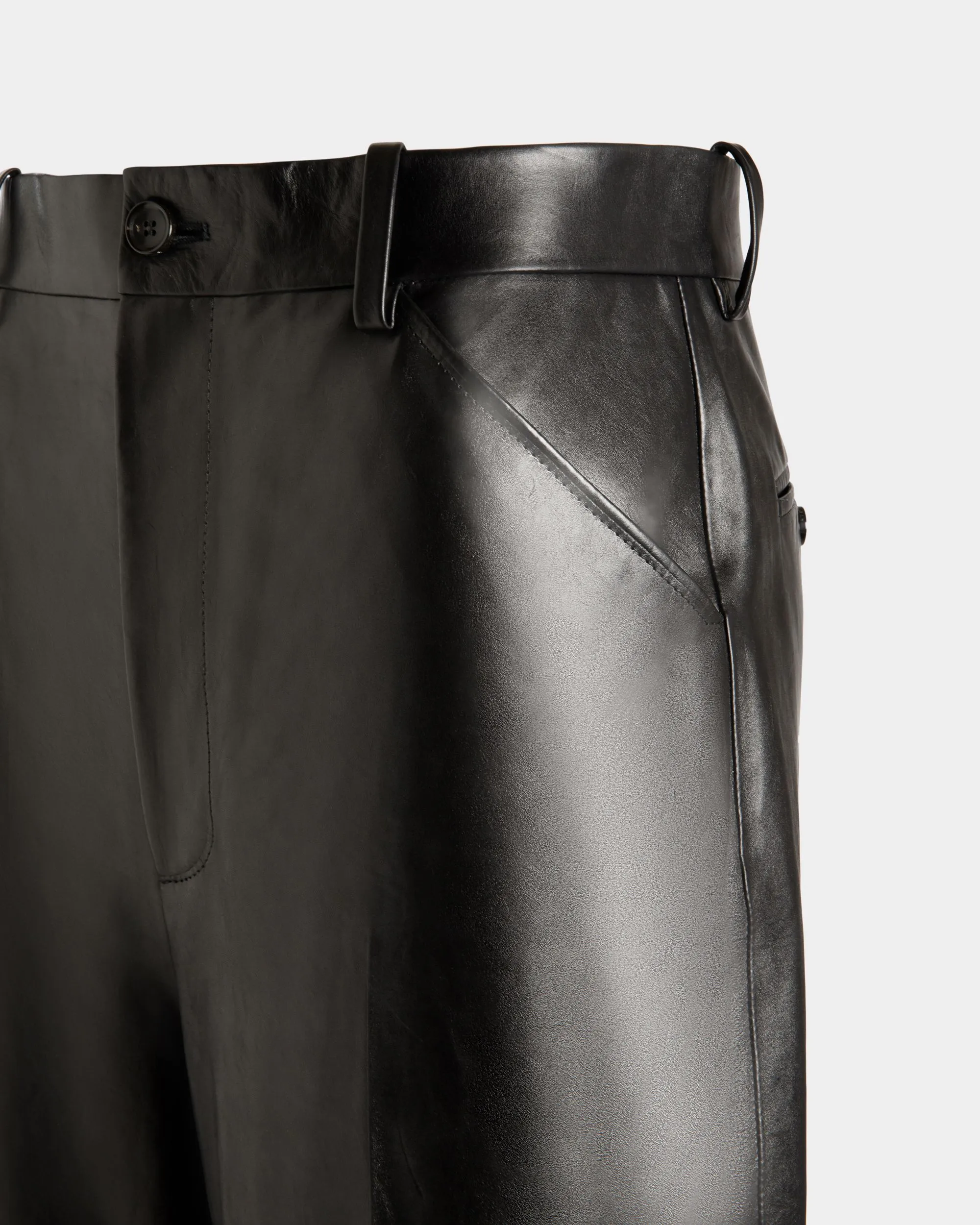 High Waist Pants In Black Leather 