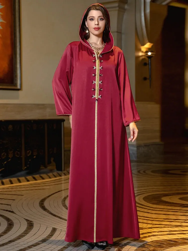 Hooded Satin Jalabiya Clothing Moroccan Jilbab