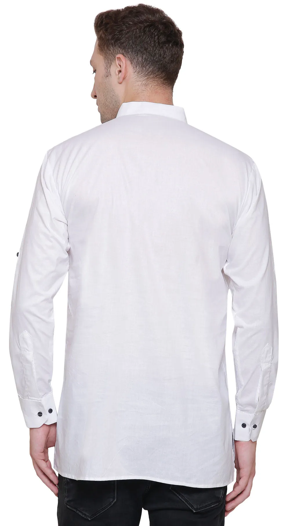 Indian Clothing Fashion Mens Designer Kurta Cotton (White)