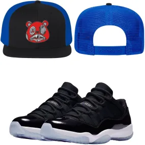 Jordan 11 Low Space Jam 11s Flat Brim Trucker Snapback Hat to Match - RED MONEY TALKS BAWS