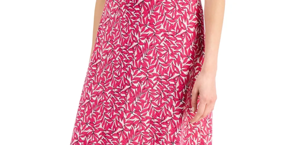 Kasper Women's Printed Flared Midi Skirt Pink Size Large