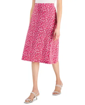 Kasper Women's Printed Flared Midi Skirt Pink Size Large