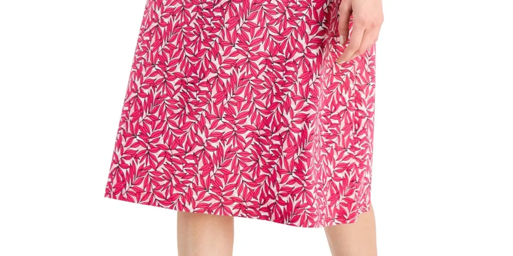 Kasper Women's Printed Flared Midi Skirt Pink Size Large