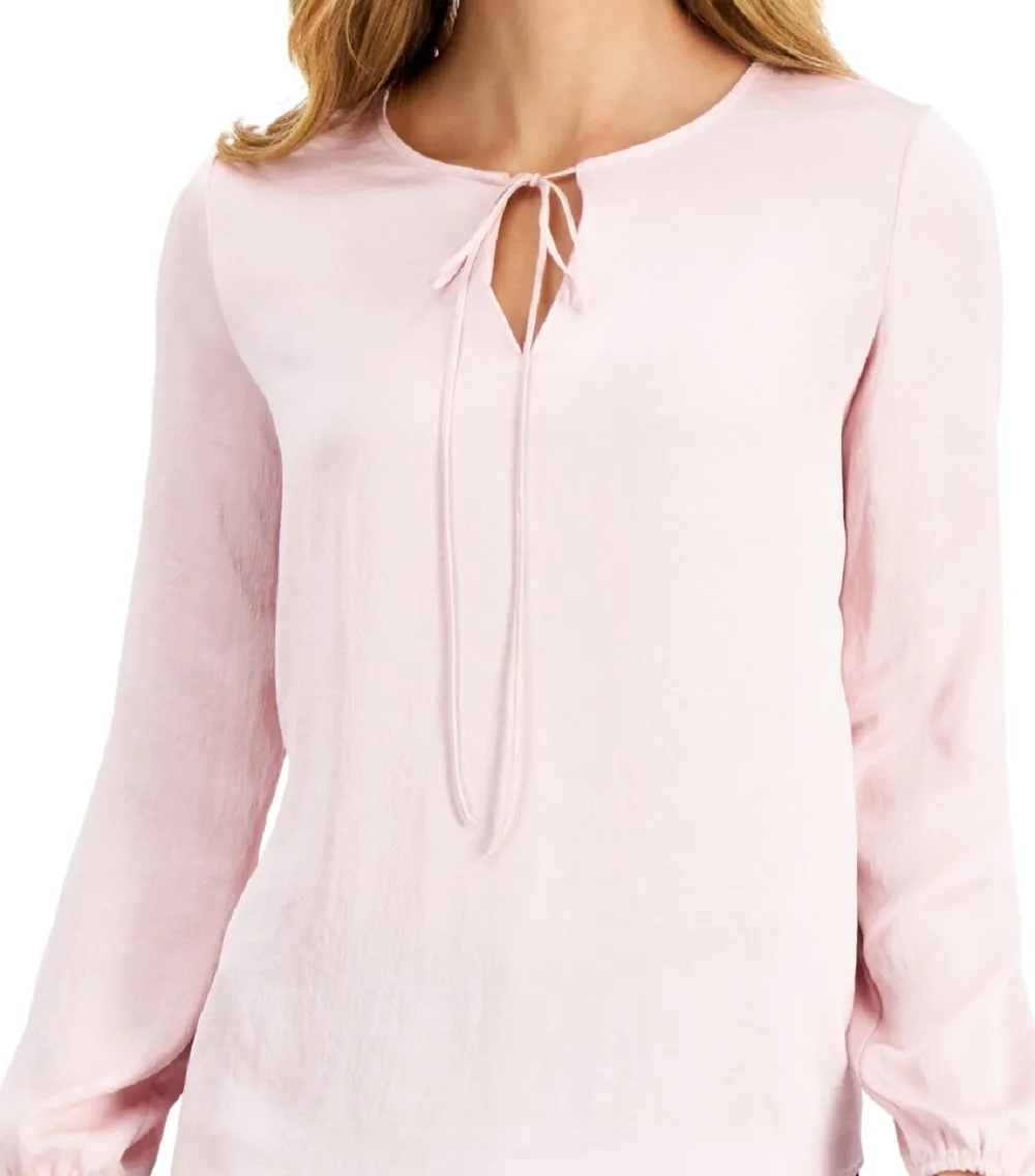 Kasper Women's Tie Neck Blouse Pink Size X-Large