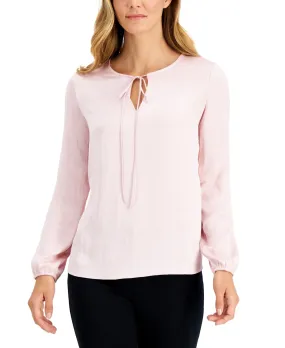 Kasper Women's Tie Neck Blouse Pink Size X-Large