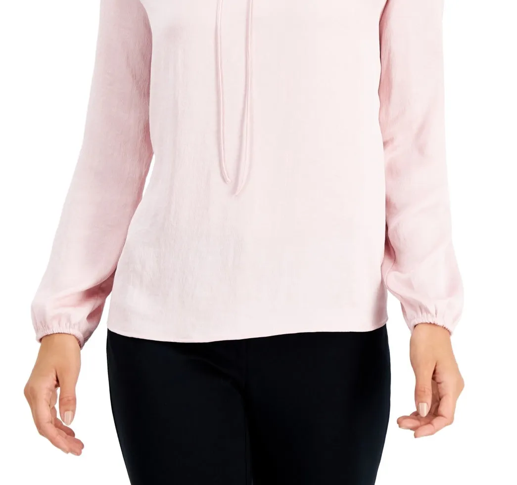 Kasper Women's Tie Neck Blouse Pink Size X-Large