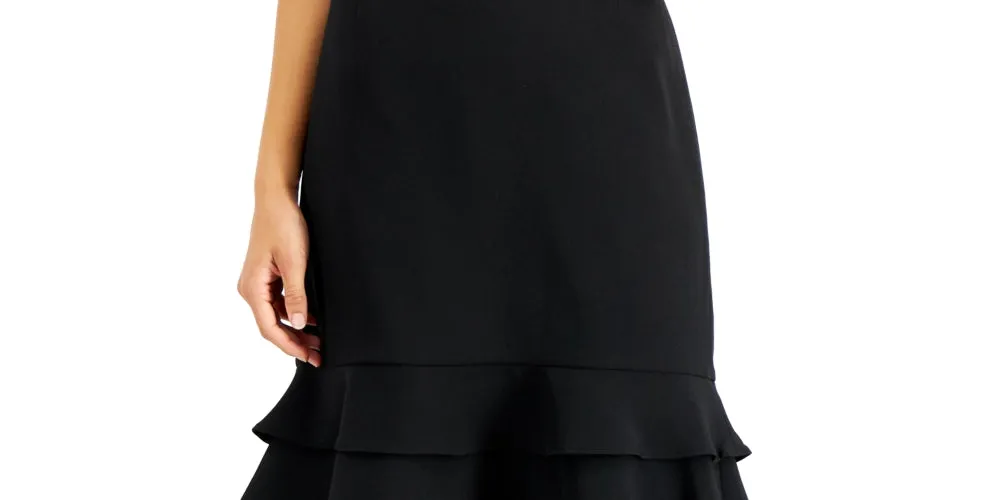 Kasper Women's Tiered Ruffled Skirt Black Size 12Petite