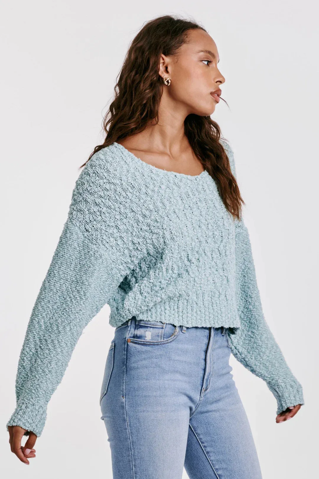 LEXI DROP SHOULDER SWEATER SEA FOAM