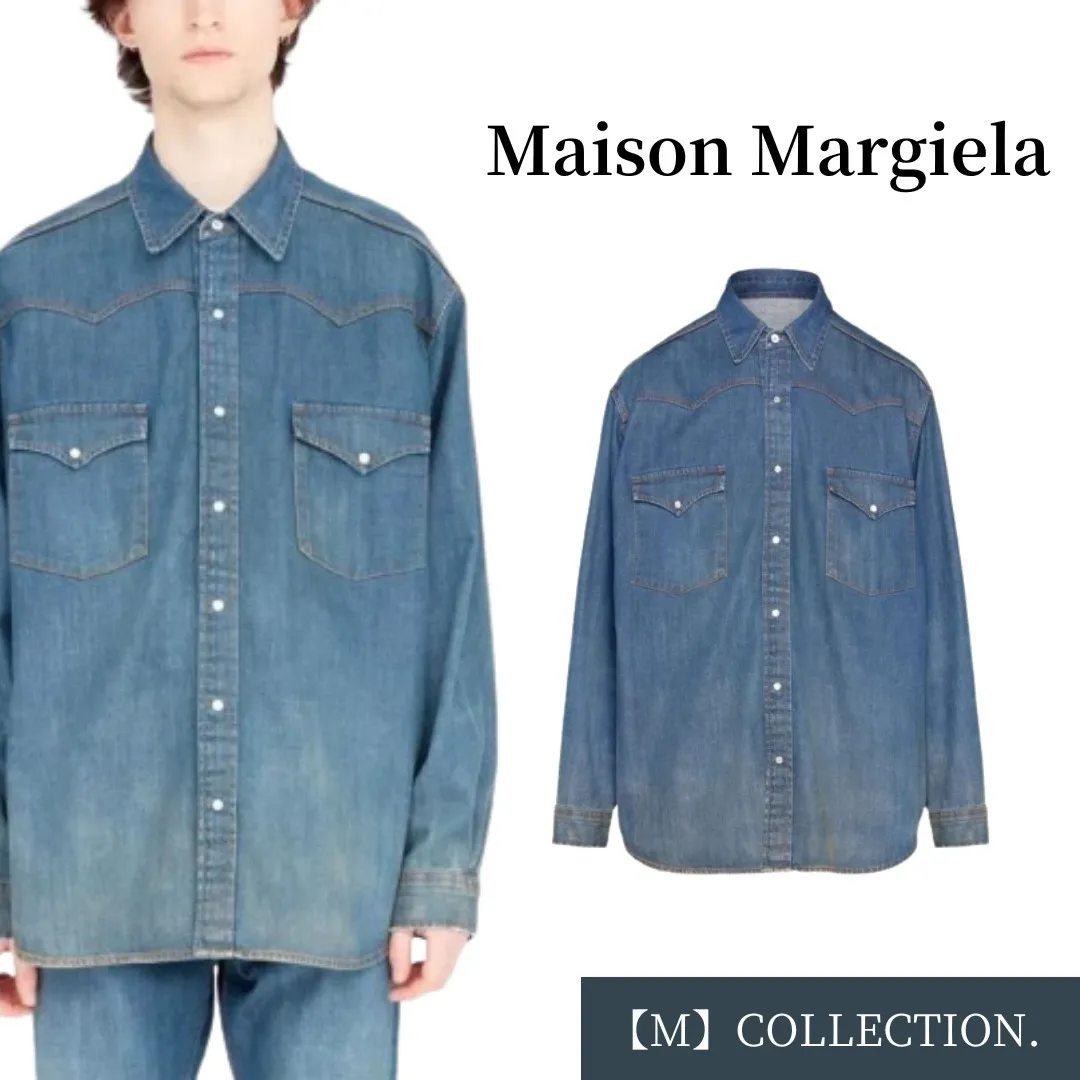 Maison Margiela  |Denim Street Style Plain Logo Designers Shirts