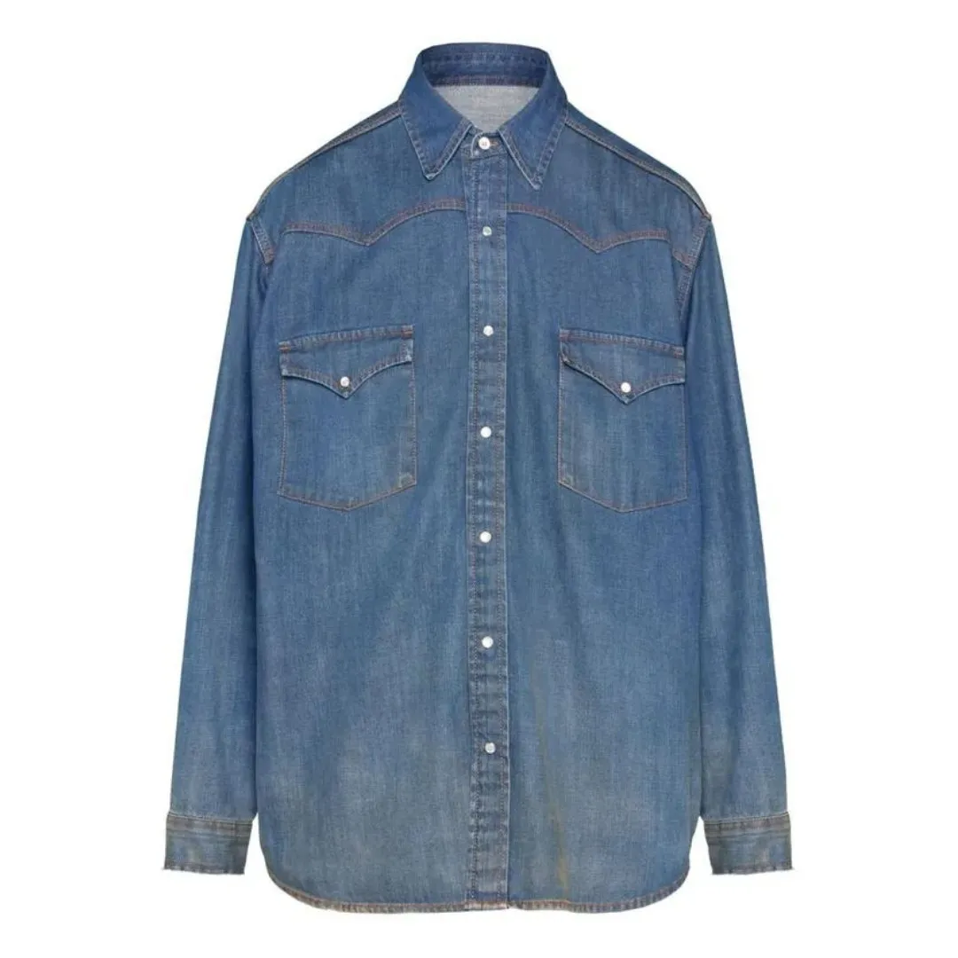 Maison Margiela  |Denim Street Style Plain Logo Designers Shirts