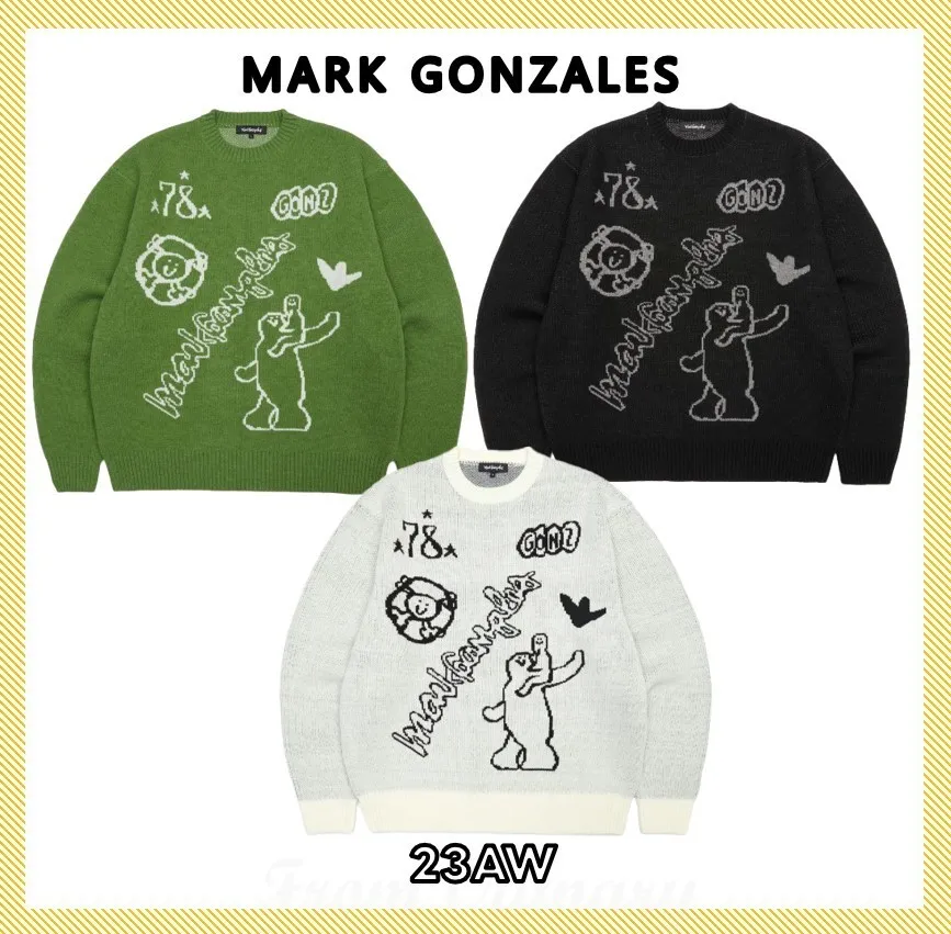 Mark Gonzales  |Unisex Street Style Logo Sweaters