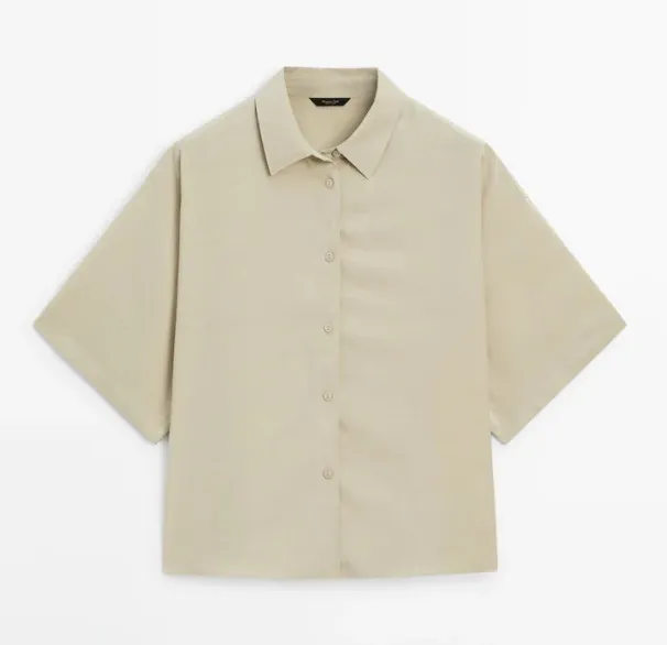 Massimo Dutti  |Casual Style Plain Short Sleeves Elegant Style