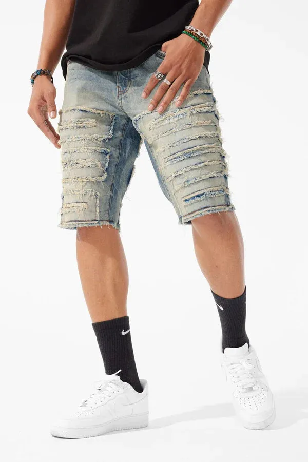 Men JORDAN CRAIG Python Denim Shorts