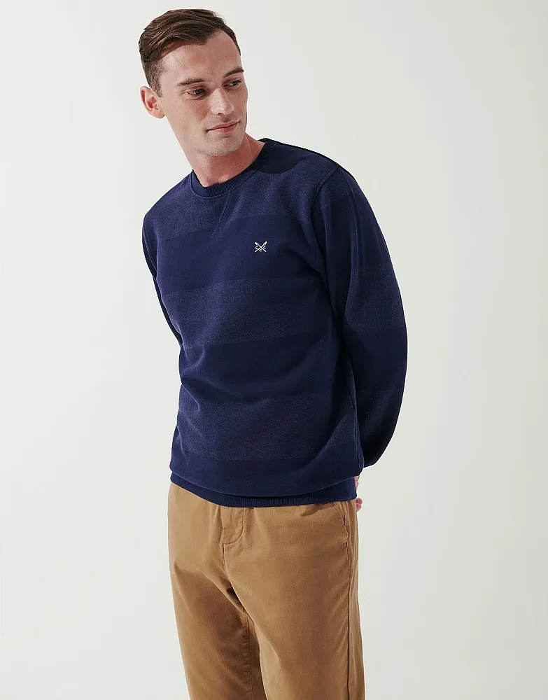 Men's Heathered Stripe Crew Neck Jumper from Crew Clothing Company