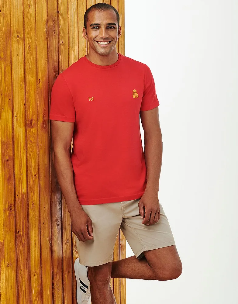 Men's Henley Crested T-Shirt from Crew Clothing Company - Red