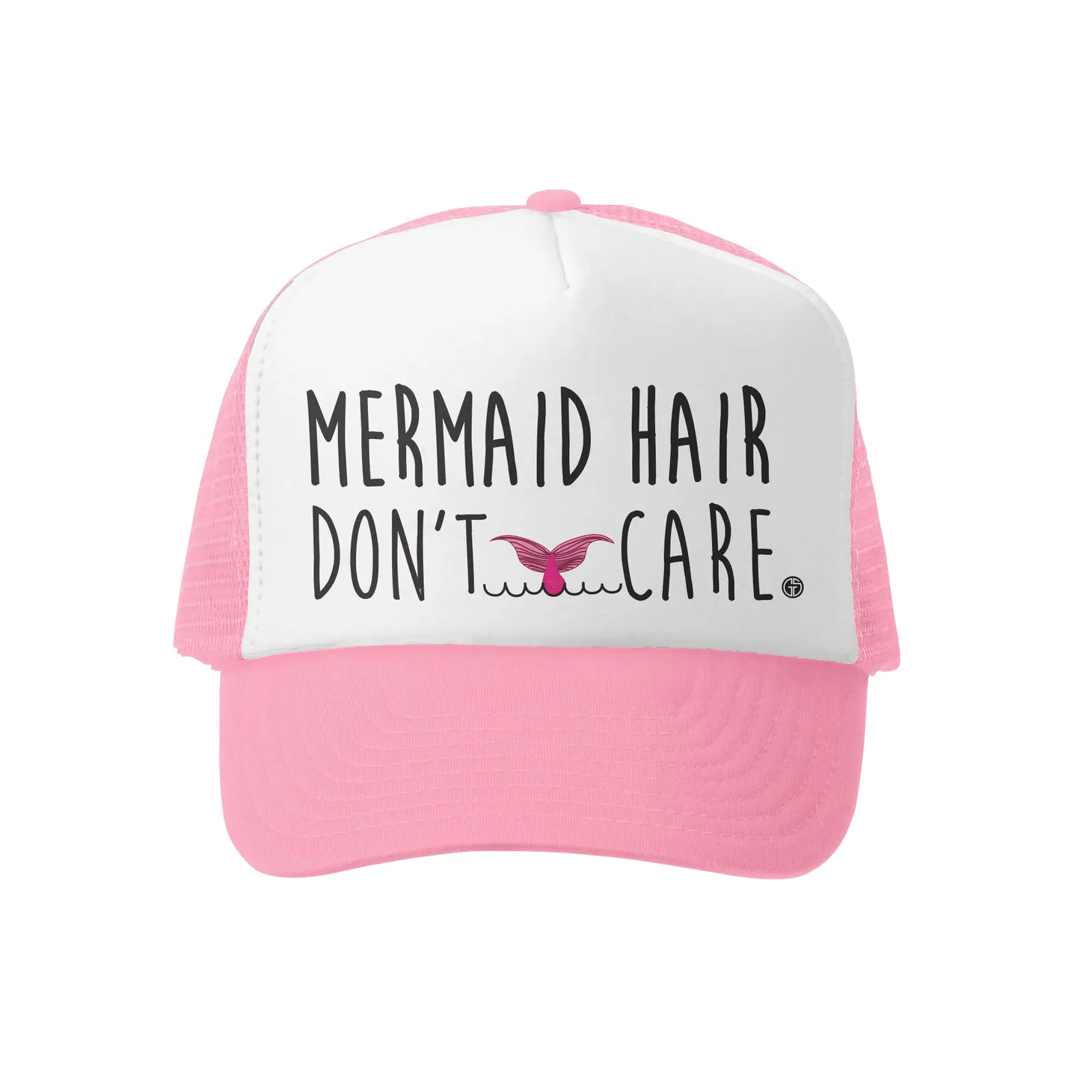 Mermaid Hair Trucker Hat / Pink & White