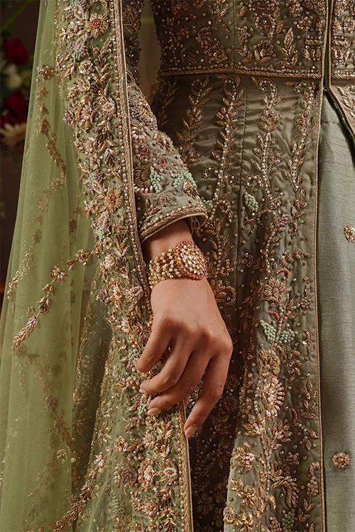 Mint Jacket with Lehenga