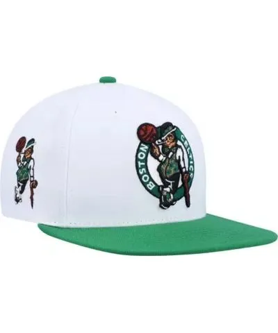 Mitchell & Ness Men's NBA White/Green Boston Celtics Side Core 2.0 Snapback Hat