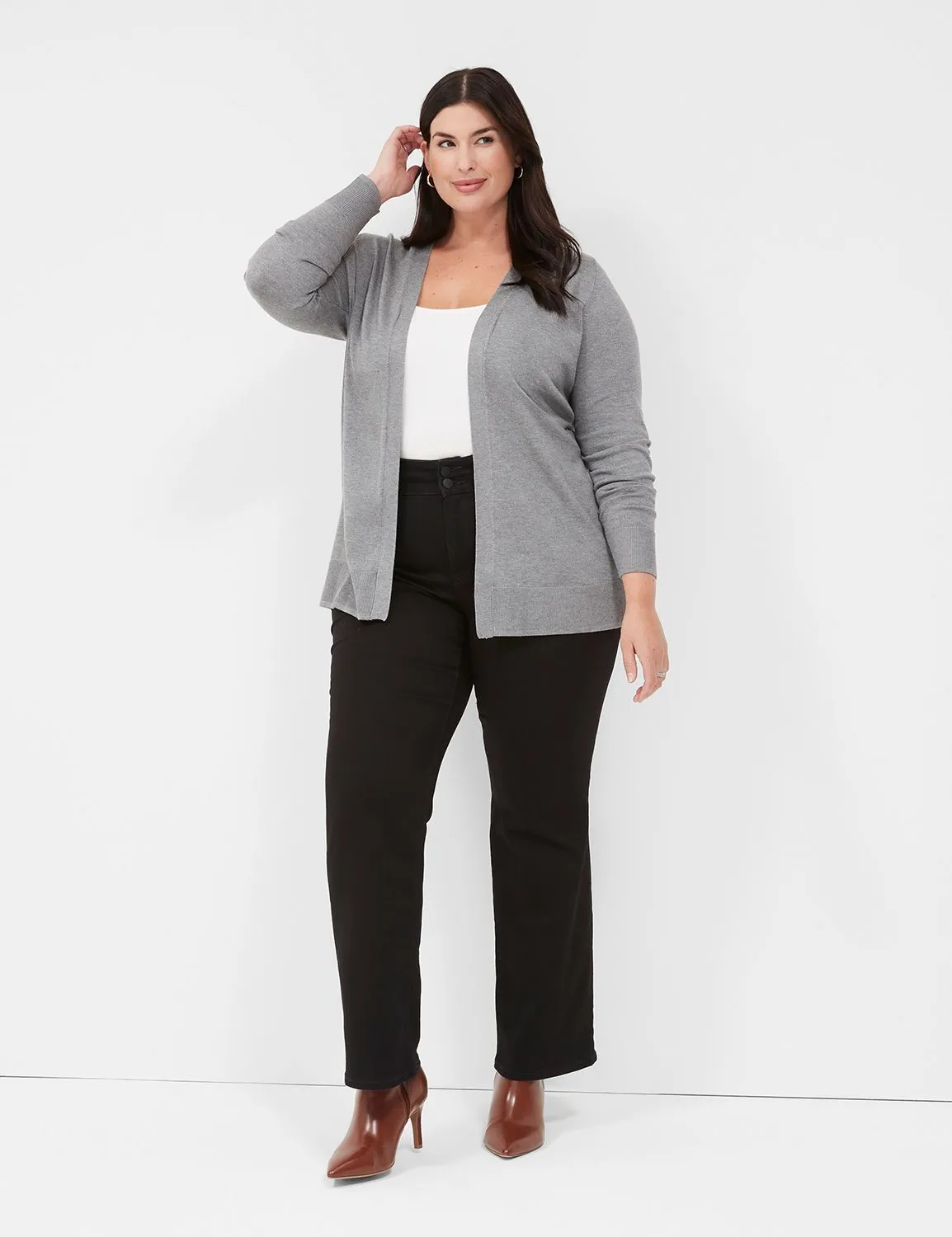 Modern Long-Sleeve Open-Front Cardigan