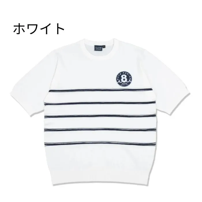 muta  |Crew Neck Stripes Unisex Cotton Short Sleeves Logo Sweaters