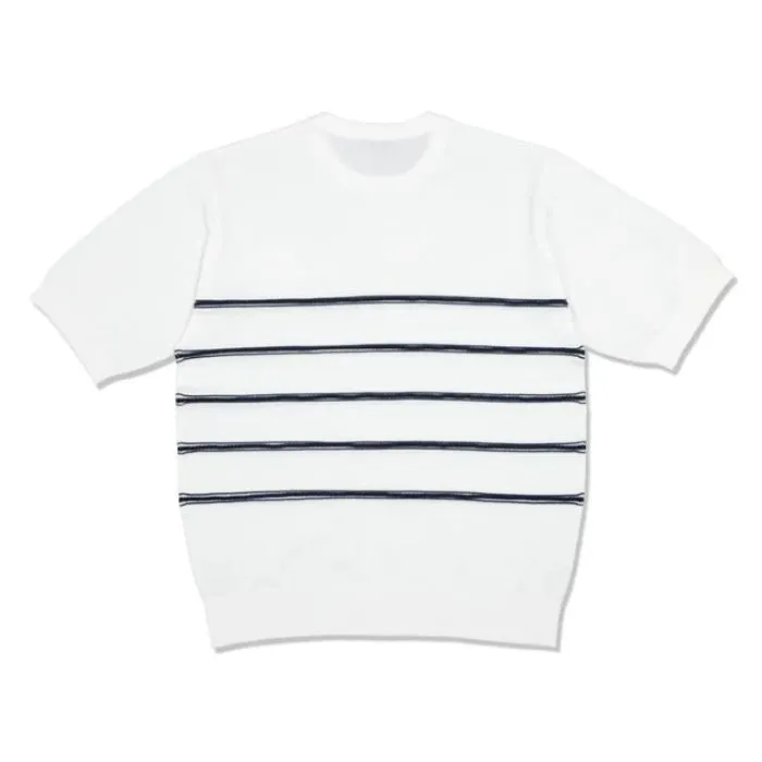 muta  |Crew Neck Stripes Unisex Cotton Short Sleeves Logo Sweaters