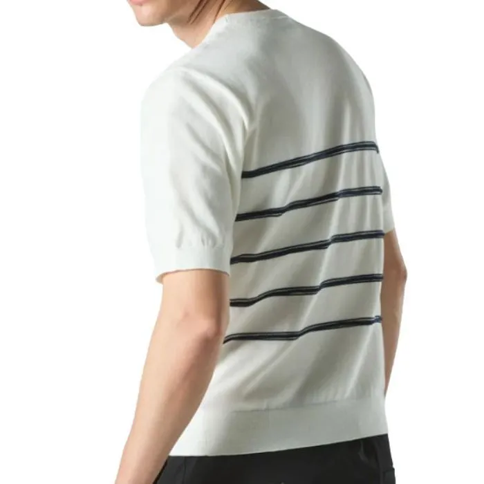 muta  |Crew Neck Stripes Unisex Cotton Short Sleeves Logo Sweaters